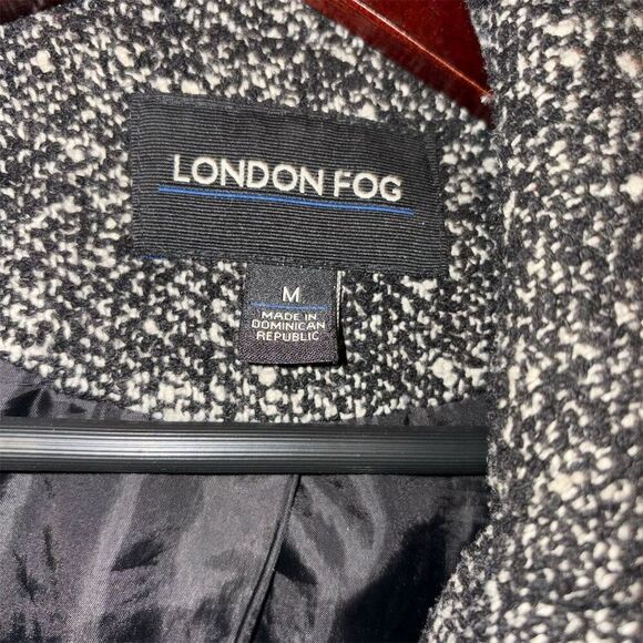 London Fog Women Black Tweed Overcoat Size M Mid-Length Casual Fall